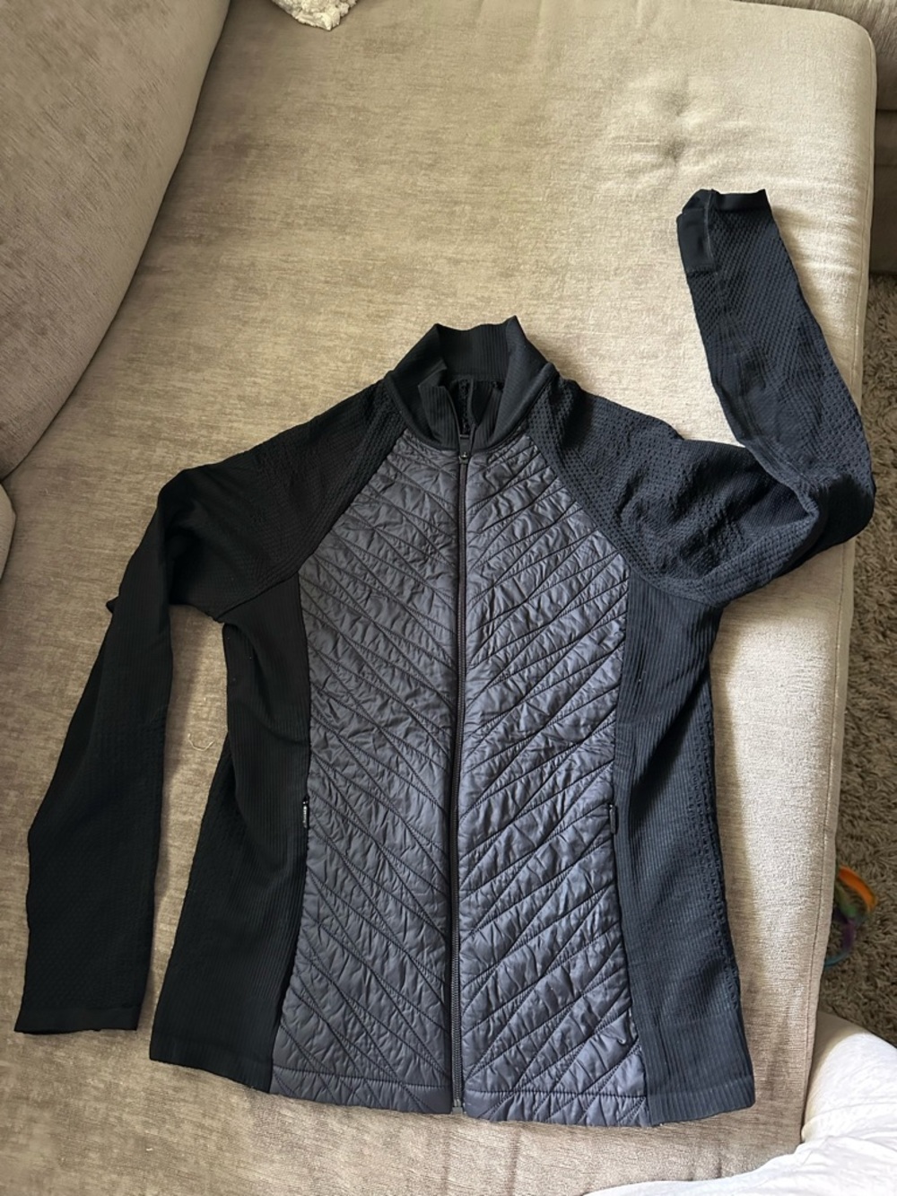 Athleta Black Quilted Front Utility Jacket